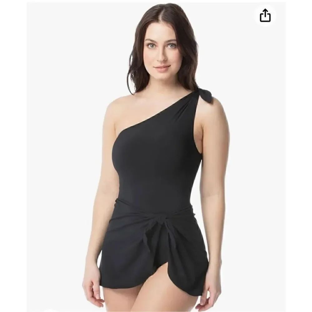 Coco Contours Rosaline One Shoulder Sarong One Piece Swimsuit